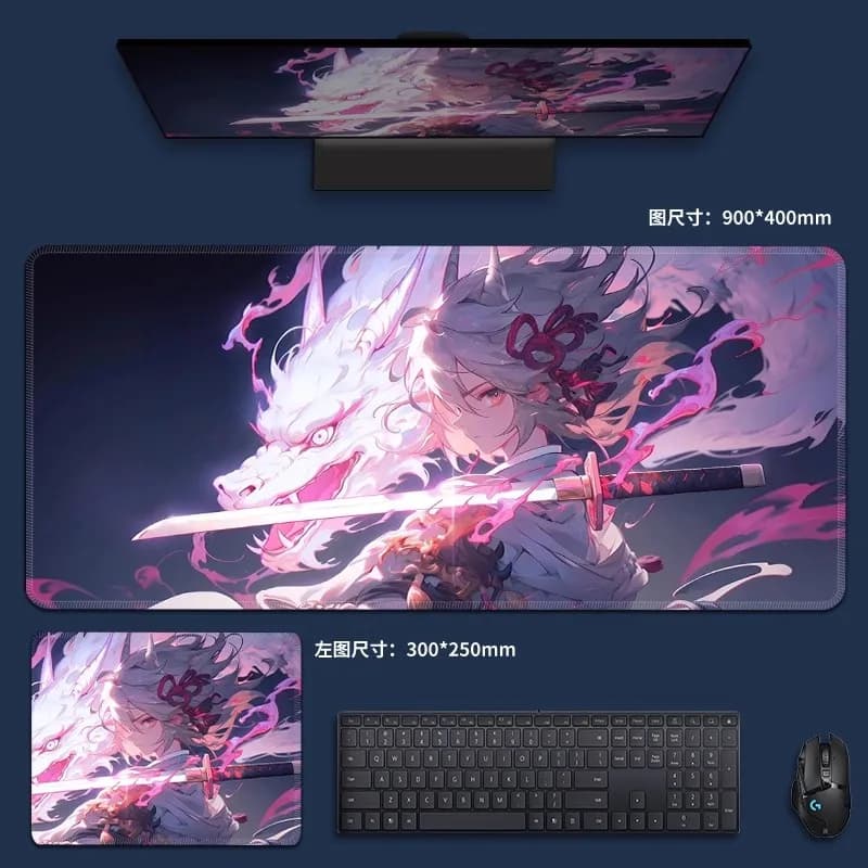 Tappetino per mouse Anime Girl Bordo di bloccaggio Tastiera da tavolo Tappetino antiscivolo Accessori per computer Tappetino da scrivania 900X400