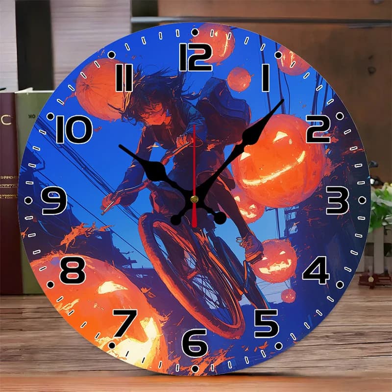 Japanese Manga wall clock inspired by the 1 piece anime - Modern minimalist black and blue 10 inch round silent without ticking with