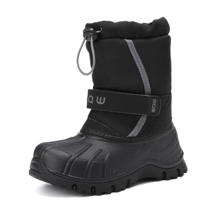 EQW Stivali da neve impermeabili per ragazzi e ragazze, slip-on, caldi, foderati in pelliccia, antiscivolo, isolati, alla caviglia