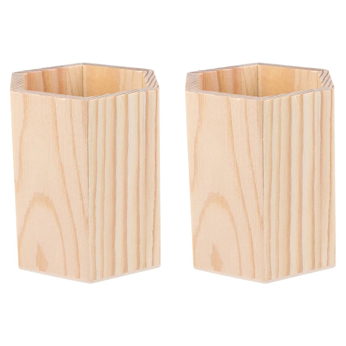 2 Pezzi Portapenne in Legno di Pino Massiccio Non Trattato, Organizer da Scrivania Creativo per Progetti Fai-da-Te, Pittura, Graffiti, Regalo per Adulti e Bambini