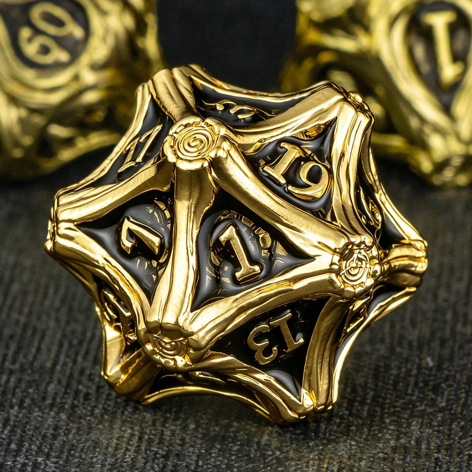 DND Metal Dice Set, 7PCS Polyhedral Dice for Dungeons and Dragons, RPG Role Playing Game D and D Dice D6 D8 D10 D12 D20, Black