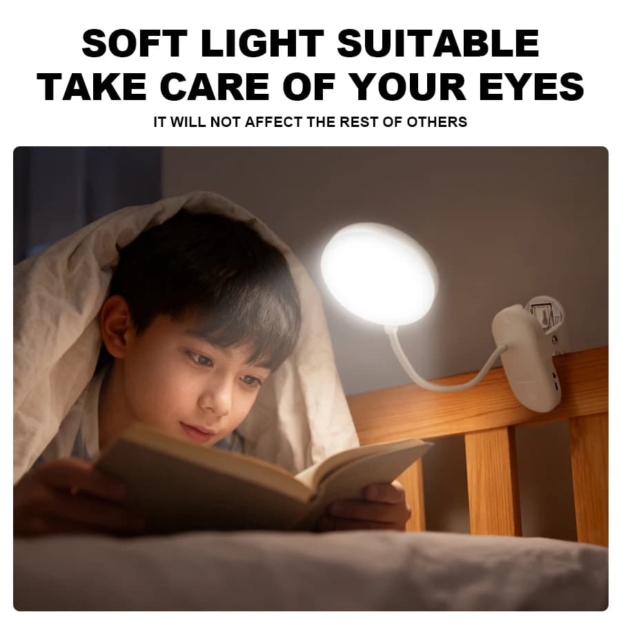 Lampada da lettura a LED con clip mini lampada da lettura ricaricabile tramite USB lampada da lettura per libri luce da lettura portatile luce da lettura per camera da letto luce notturna
