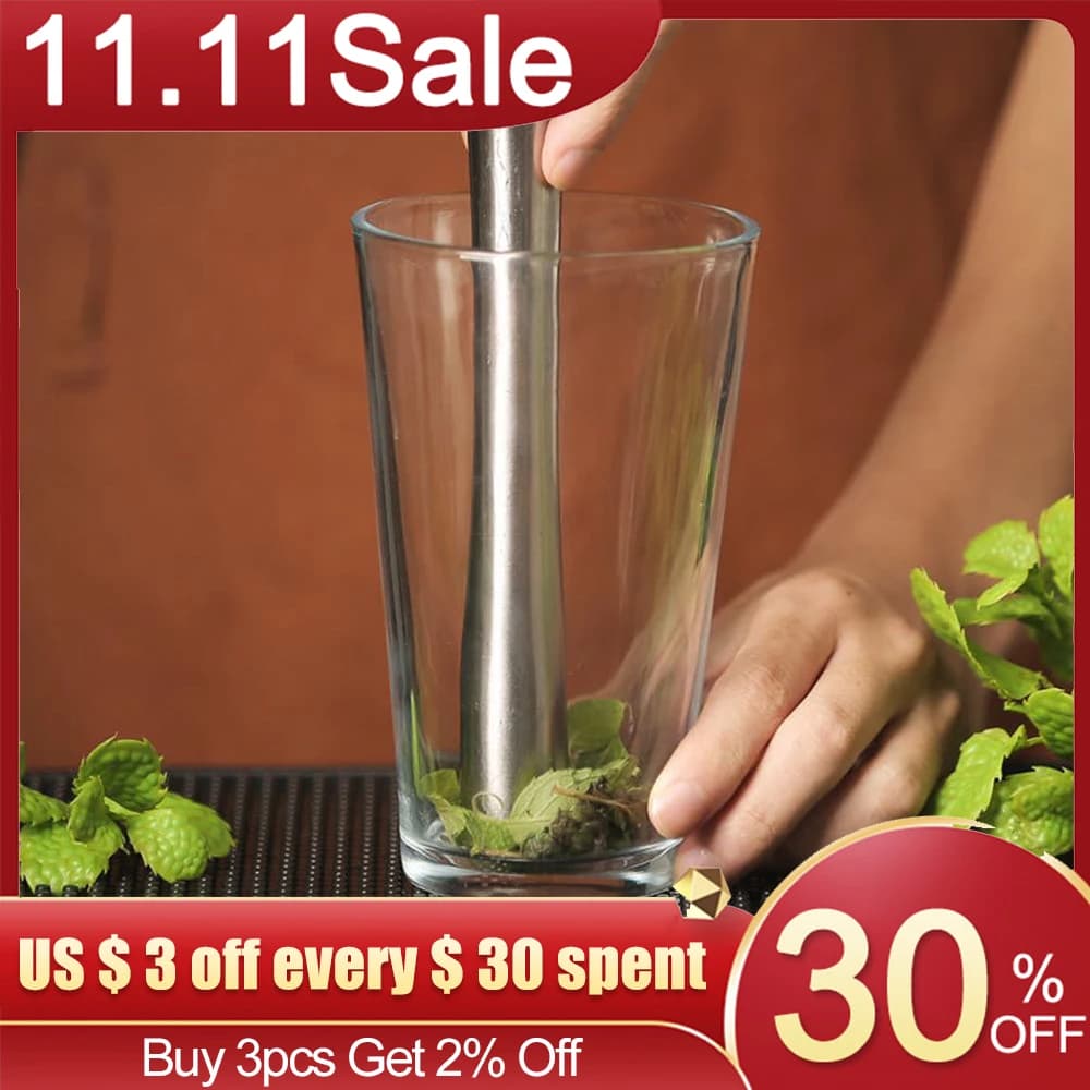 Wine Mixing Stick Cocktail Shaker Stainless Steel Muddler Ice Crusher Hammer DIY Drink Fruit Make Muddler Barware Tool Utensil