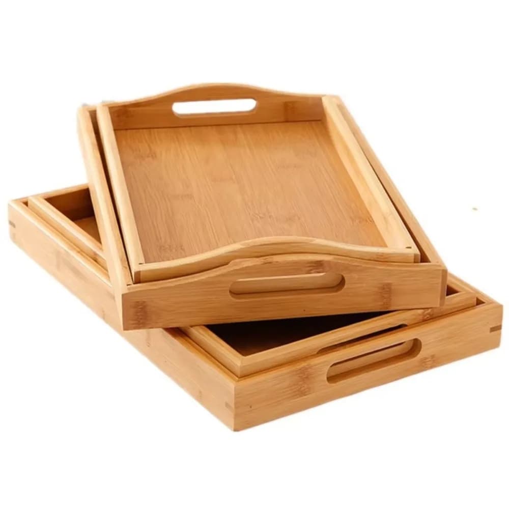 New Rectangular Storage Tray Bamboo household Tea Tray Solid Wood Storage Plate Dried Fruit