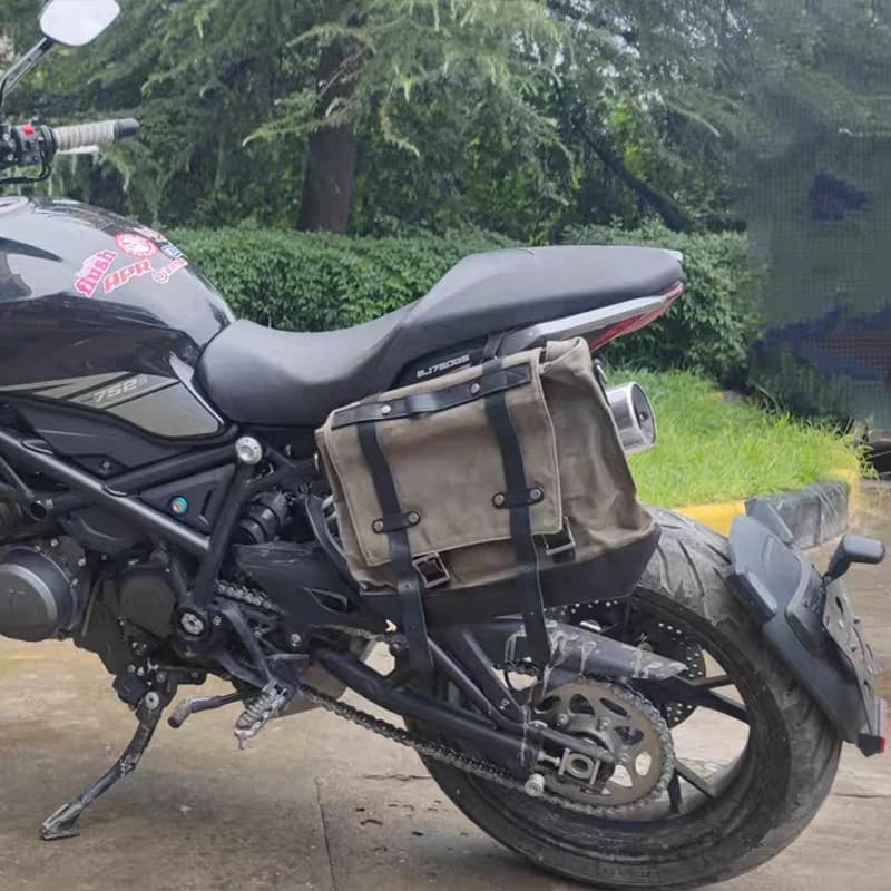 Universal Motorcycle Saddle Bags Tool Bag Motorcycle Canvas Cafe Racer Luggage Bag Waterproof For Honda