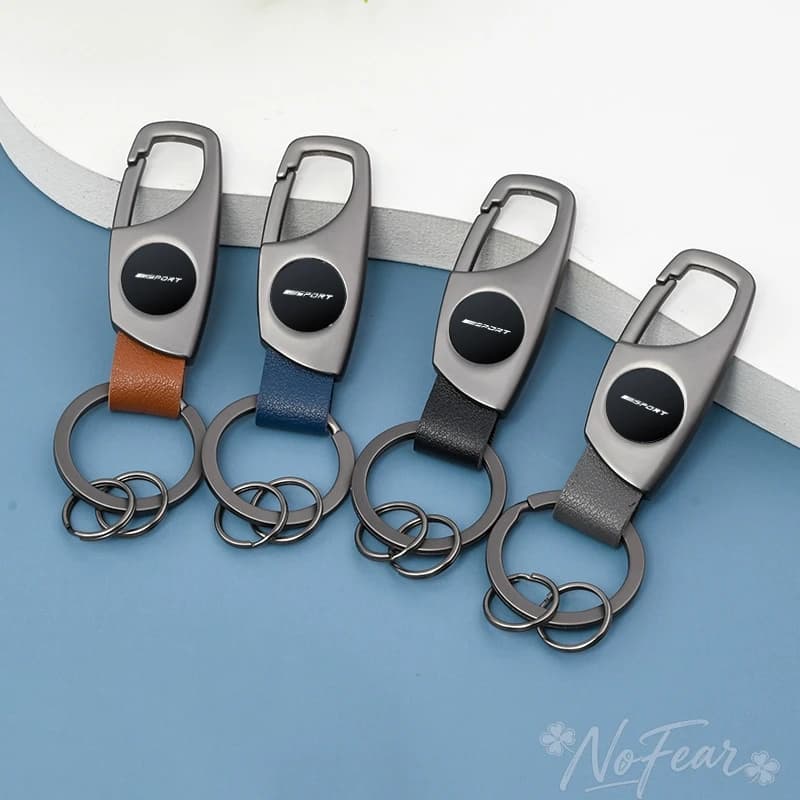 Keyring with Auto Emblems in Alloy and Leather, Ornaments and Pendants Gift for BMW Series 3 5 G30 G20 F30 E90 E60 X1 E70 F15 F48
