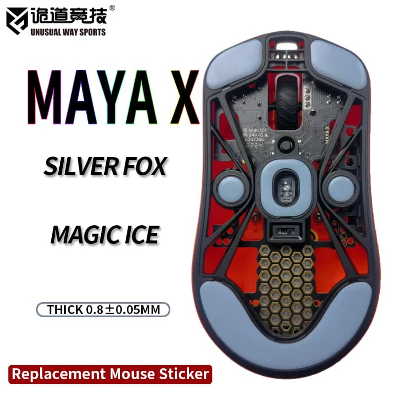 InsolitoWaySports Mouse Pattini Piedi Maya X Superficie ribaltabile PTFE Anti collasso Multistrato Magic Ice Argento Nero Rosa Volpe