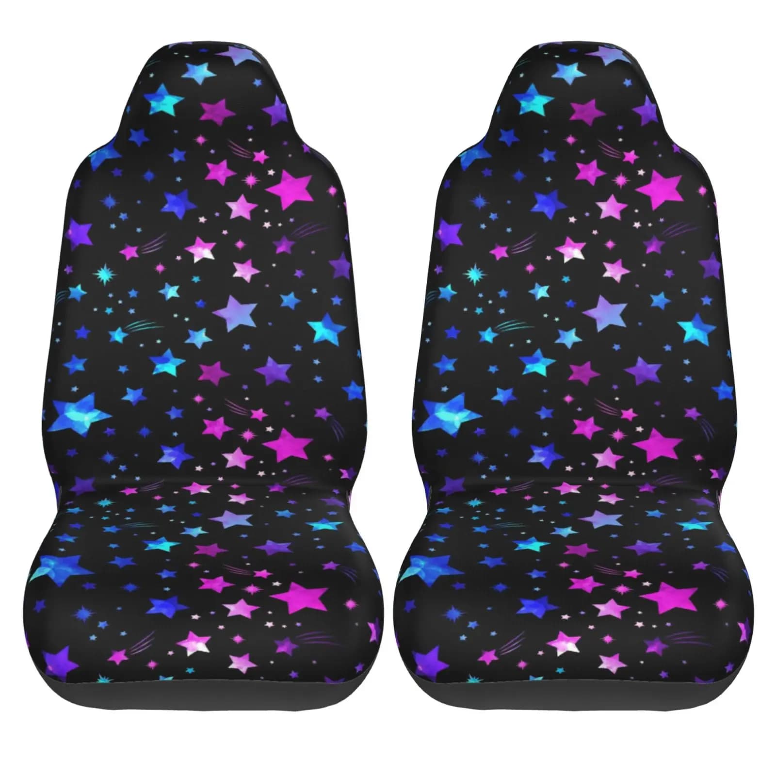 Space Galaxy Constellation Zodiac Star Print Car Seat Covers 2 pcs Print Universal Front Protective Accessories Set