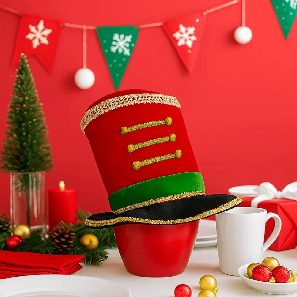 Christmas welcome hat in plastic Comfortable Christmas hat with quad glittered sequins Breathable ornaments Christmas party cap