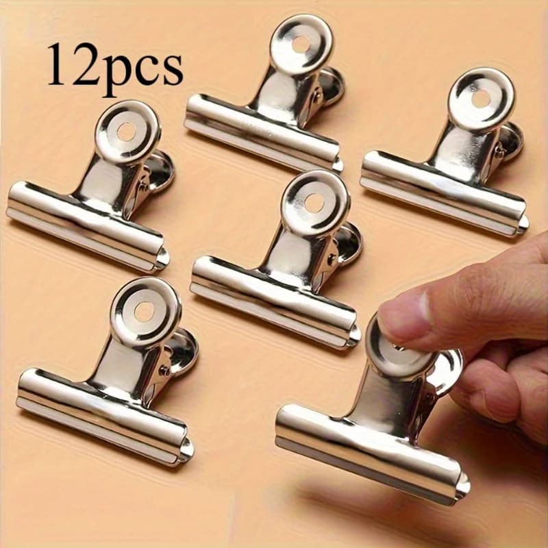 Confezione da 12 Clip per Sigillare Sacchetti Alimentari in Acciaio Inox, Riutilizzabili e Multiuso per Cucina, Ufficio, Scuola, Ideali per Organizzare la Casa
