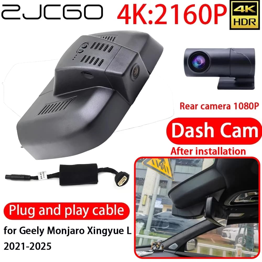 ZJCGO per Geely Monjaro Xingyue L 2021-2025, Dash Cam 4K per Auto, Registratore Video Frontale WiFi, Monitoraggio Parcheggio 24h