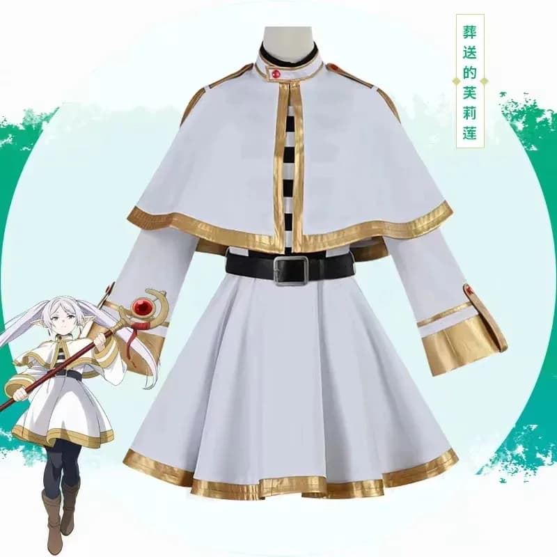 Costume cosplay Sousou No Frieren per donna, figure anime, parrucca, scarpe, vestito magico, orecchio da elfo, a;2,c'4,h.