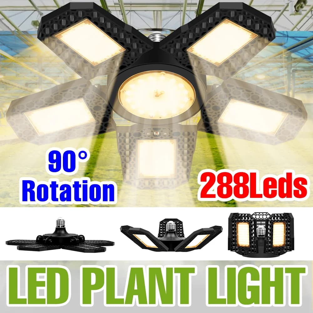 Lampadina LED per Coltivazione di Spettro Completo 300W E27/E26 Foldable for Indoor Plants, Lighting for Serra, Semi, Vegetali e Fiori