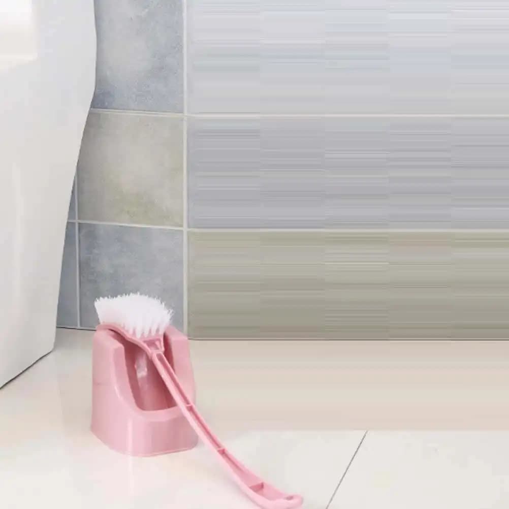 Set di 3 Spazzole per WC in Plastica con Manico Lungo, Doppio Lato per Ampia Area di Pulizia, Design Ergonomico Antiscivolo con Gancio per Bagno e Casa