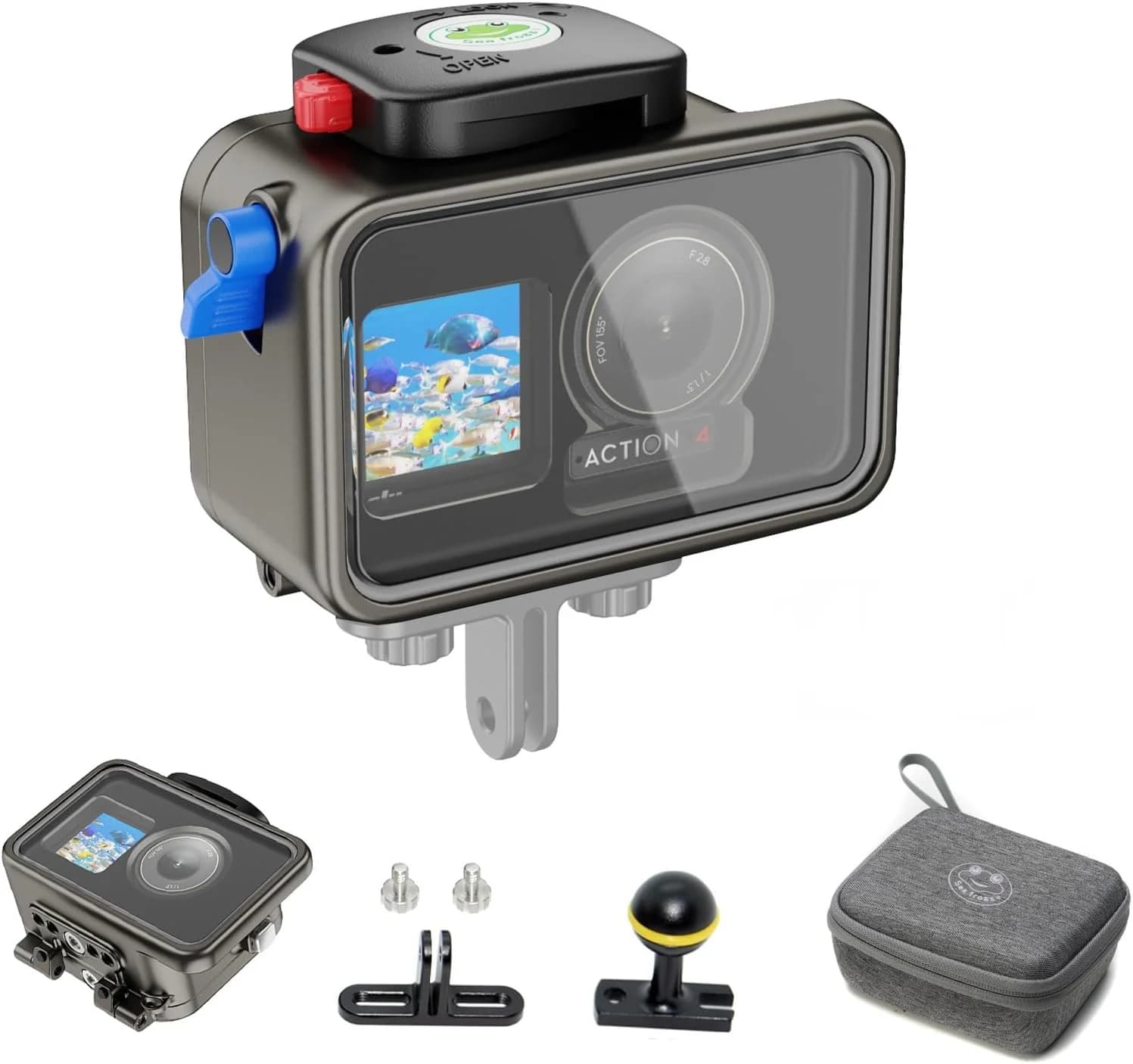SeaFrogs Waterproof Aluminum Alloy Housing for DJI Osmo Action 4/5/6 – Submarine Camera Case up to 200M (656ft)