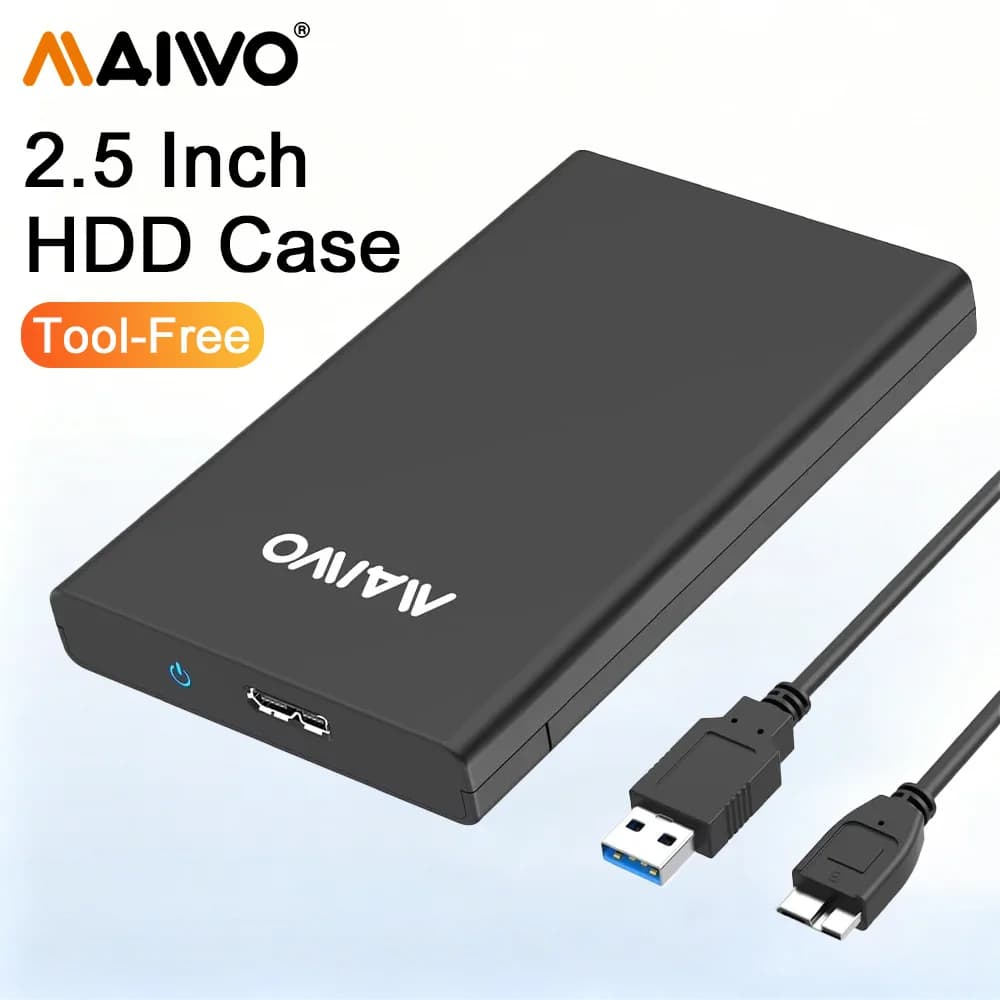 MAIWO Hard Drive Enclosure for 2.5 inch SATA HDD SSD 7-9.5mm USB 3.0 with UASP 6TB Capacity Tool Free External Hard Drive Case