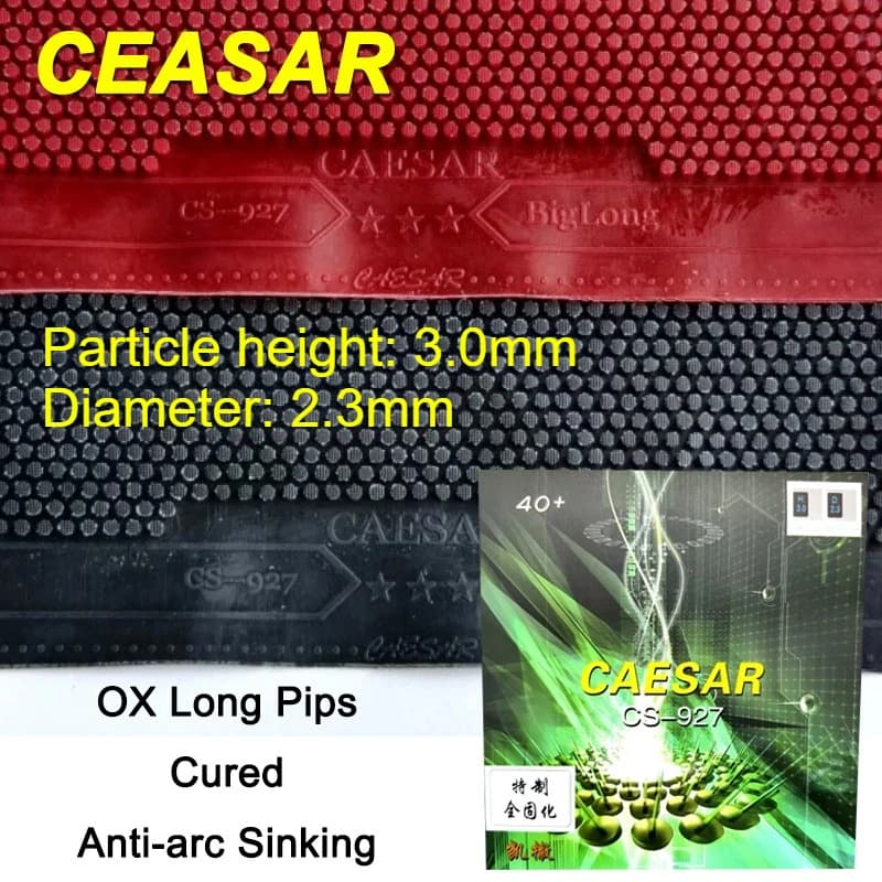 Gomma per racchetta da ping pong CAESAR OX Long Pips Cured cs-927, anti-arco, singola, per racchette da tennis tavolo