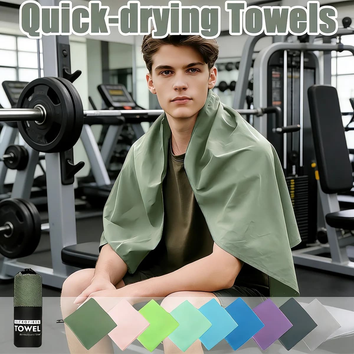 6 misure 15 colori Asciugamano in microfibra premium Asciugatura rapida Ultra assorbente Palestra Spiaggia Yoga Campeggio Viaggio Portatile Facile da trasportare