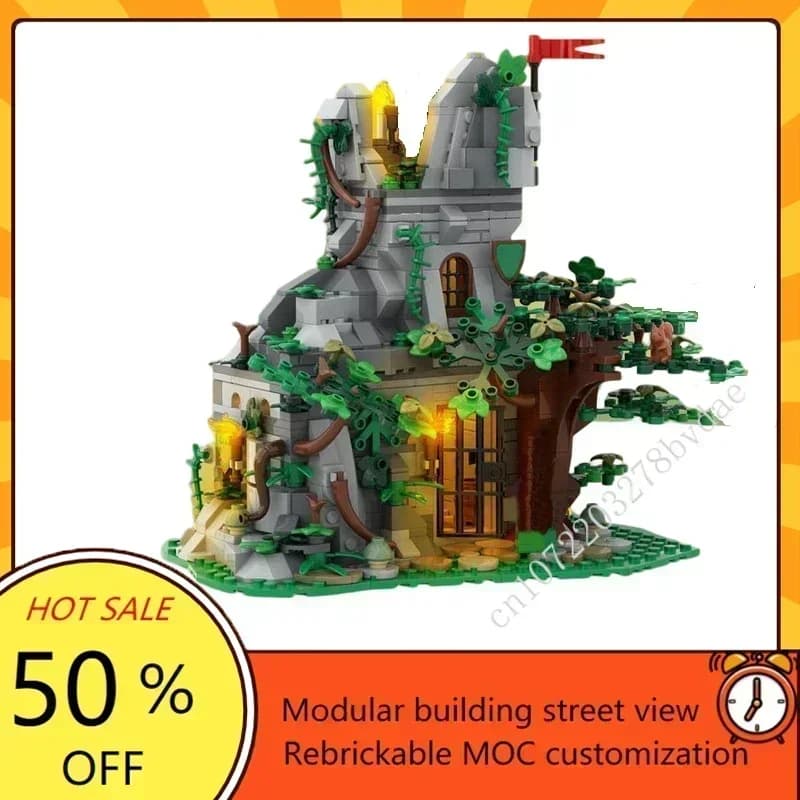 849PCS Foresta Outpost Modulare MOC Creativo vista stradale Modello Puzzle personalizzati Architettura Educazione fai da te Modello di assemblaggio Regali giocattolo