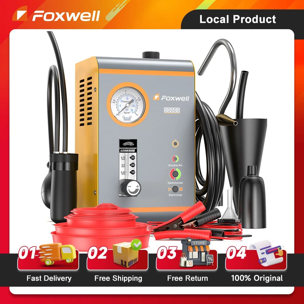 FOXWELL SD203 macchina del fumo automobilistica pompa dell'aria incorporata EVAP rilevatore di perdite sotto vuoto Tester diagnostico di perdite di tubi per auto a doppia modalità