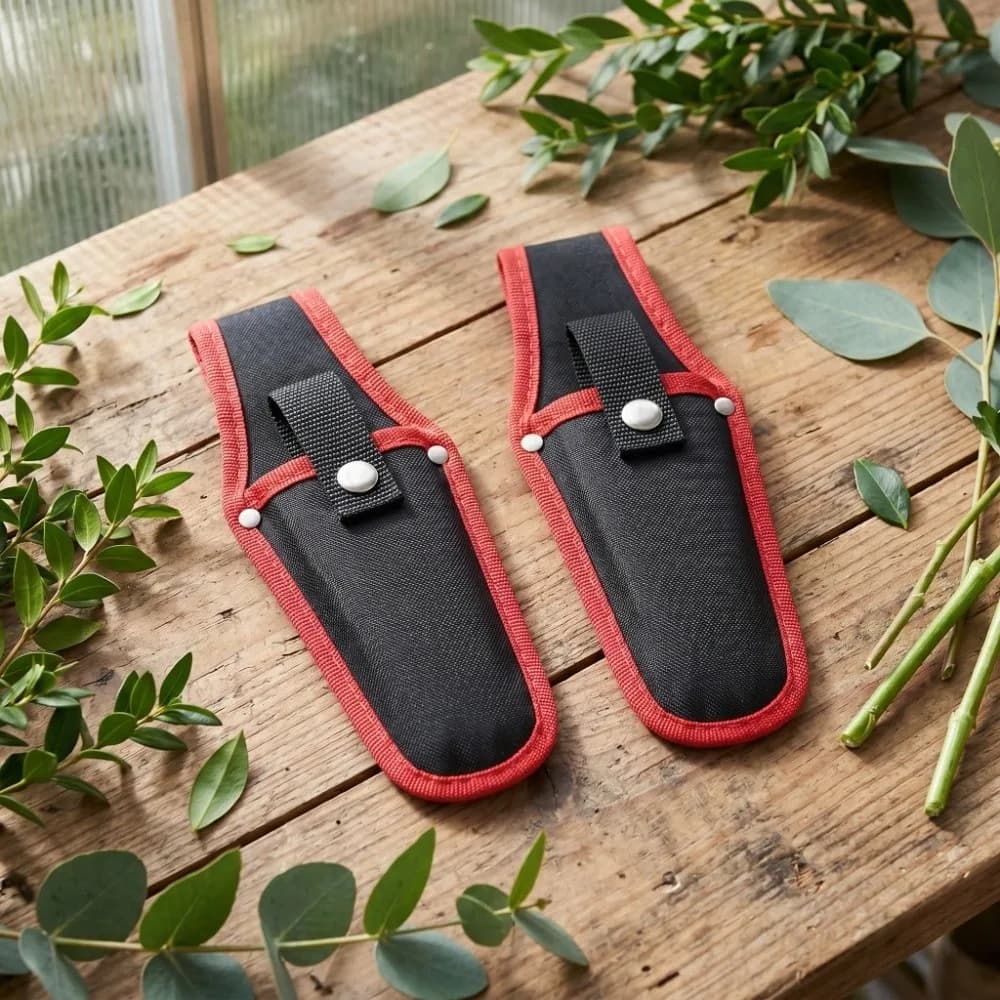 2 Pezzi Custodia in Tela Leggera e Portatile per Forbici da Potatura con Fibbia, Rossa, per Attrezzi da Giardino e Conservazione Utensili da Potatura