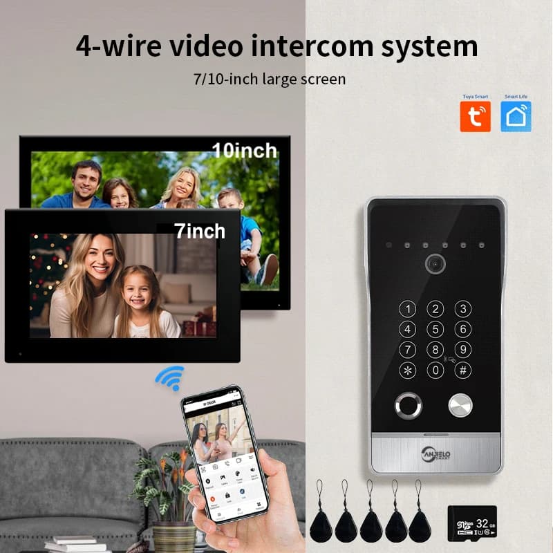 Sistema videocitofonico campanello di grandi dimensioni di alta qualità per appartamento domestico Videocitofono Tuya Smart 5in1 Sblocco 1080P