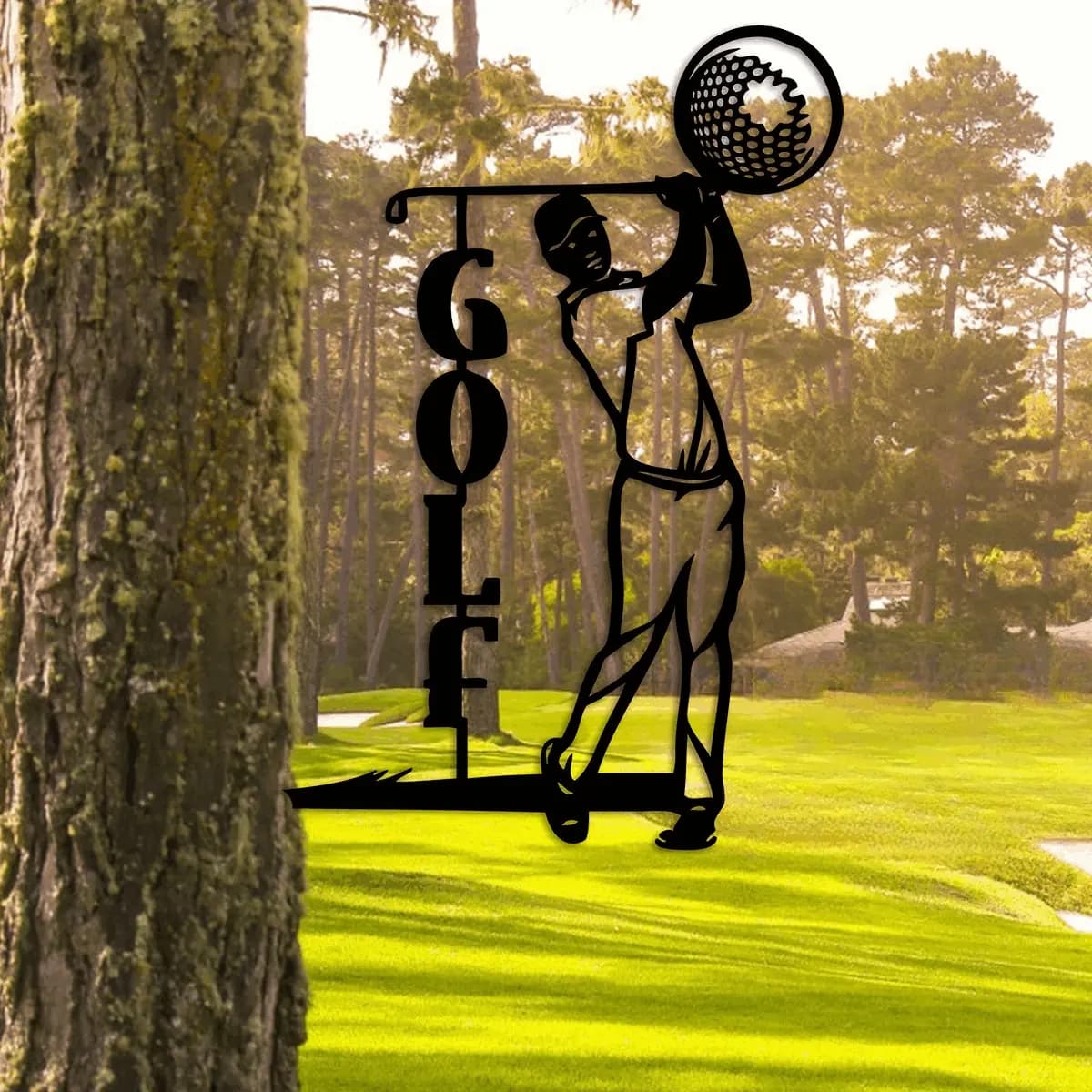 Decorazione da parete in metallo a forma di palla da golf in acciaio, decorazione per esterni, casa e giardino