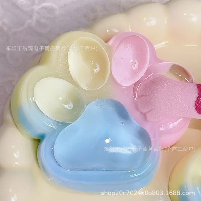 Dopamine Rainbow 3 Colors Cat Paw Squishy Toy Slow Rising Soft Squeeze Fidget Sensory Toy Stress Relief Cute Novelty Gift for Kids Teens Adults Party Desk
