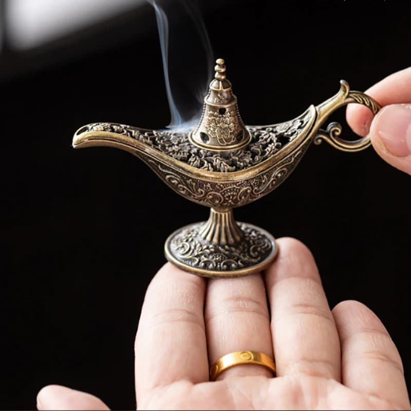 1Pc Arabic Incense Burner Antique Style Lamp Metal Incense Burner Scented Unscented Candle Holder Home Decor Gift