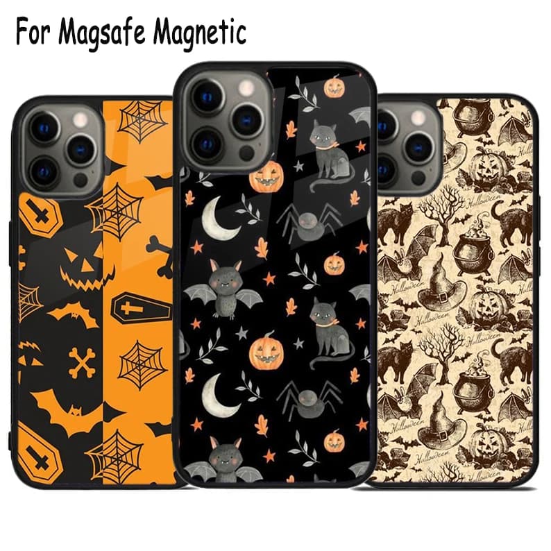 Custodia per telefono HALLOWEEN con ricarica wireless per iPhone 17 Air 15 16 16e 14 13 11 12 Pro Max Plus, cover magnetica Magsafe antiurto