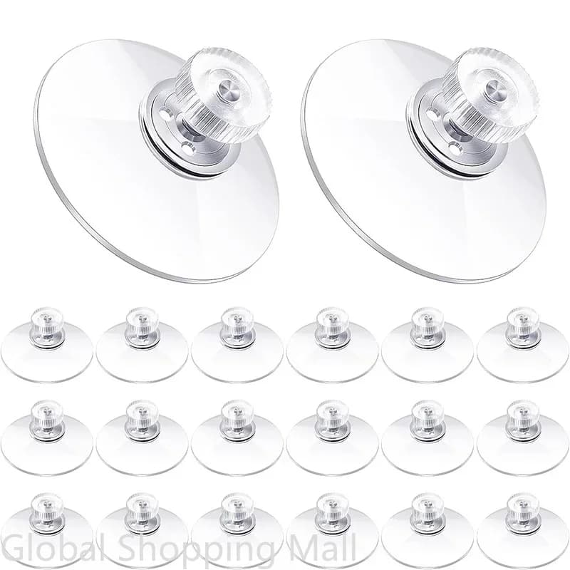 5/10 Pezzi Ventose in Plastica Trasparente PVC 25/32/41/53mm con Forte Adesione e Gancio a Vite