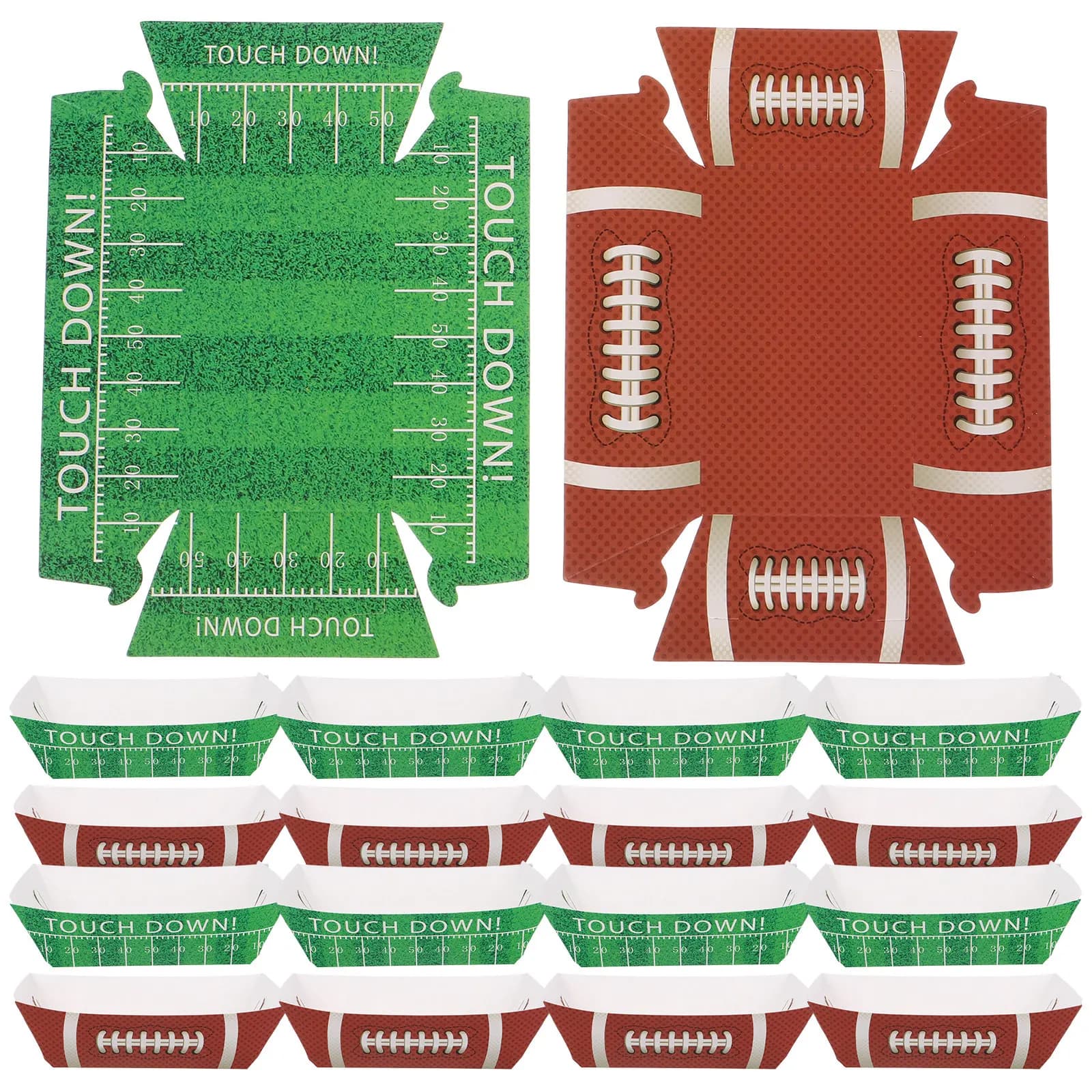 20Pcs Football Paper Serving Boats Waterproof Oilproof Disposable Snack Trays Food Containers for Sports Party Birthday Event