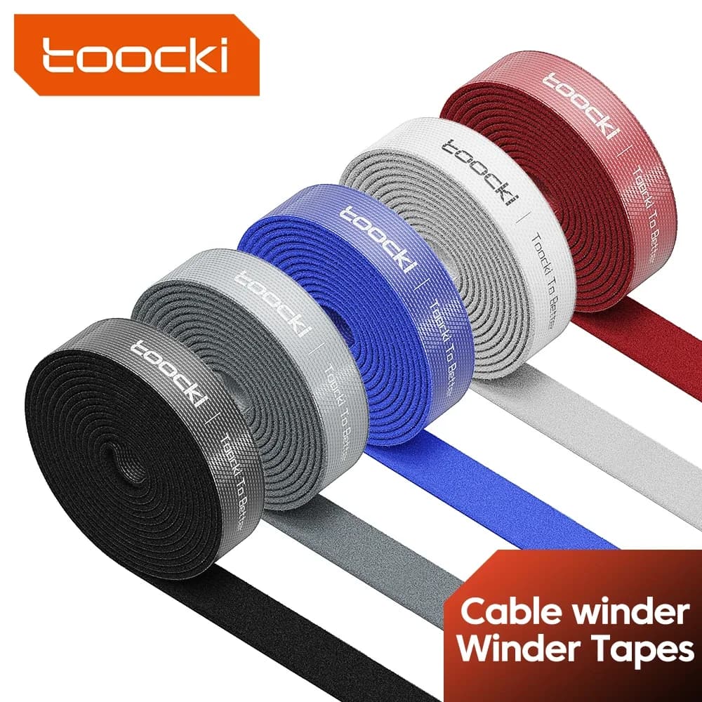 Toocki Cinghie in velcro strappabili Organizzatore di cavi - Nastro di fissaggio autoadesivo Avvolgicavo USB in nylon con ganci e passanti durevoli