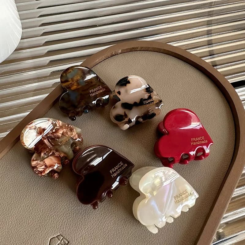 Artiglio per capelli piccolo da 3,5 cm Granchi per capelli in acetato per ragazze Fermagli per capelli a forma di cuore carini Accessori per capelli da donna Forcine e fermagli per capelli