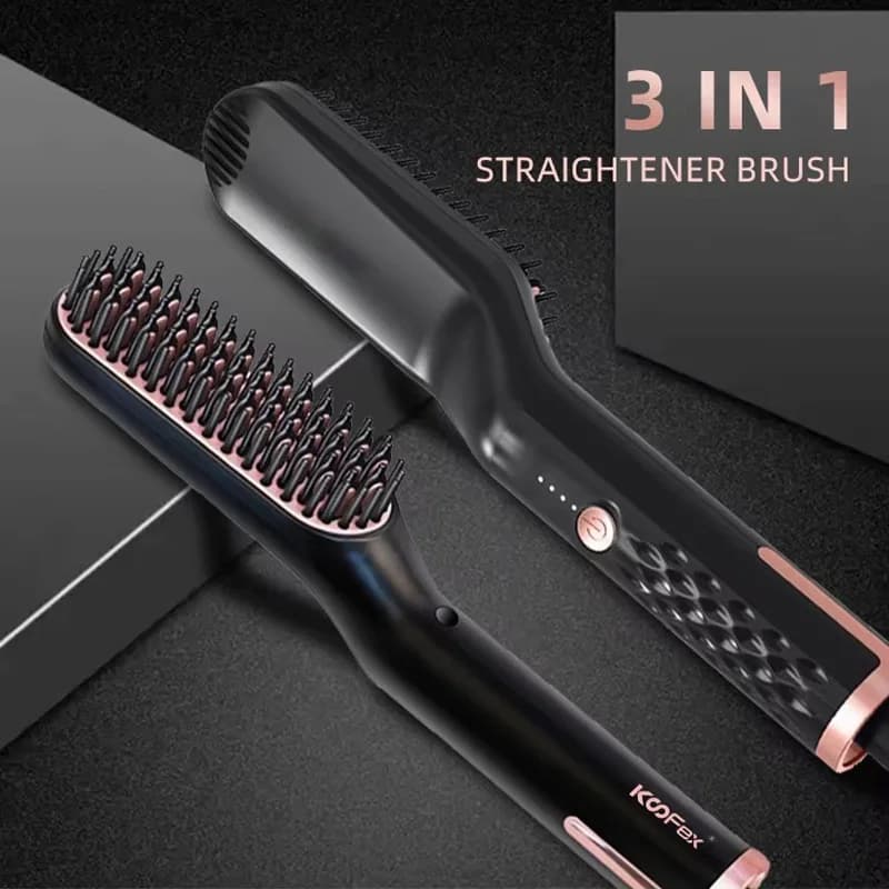 Piastra per capelli per barba da uomo in ceramica Spazzola per riscaldamento rapido Bigodino per capelli multifunzionale Styler Piastra per pettine caldo Strumenti per lo styling