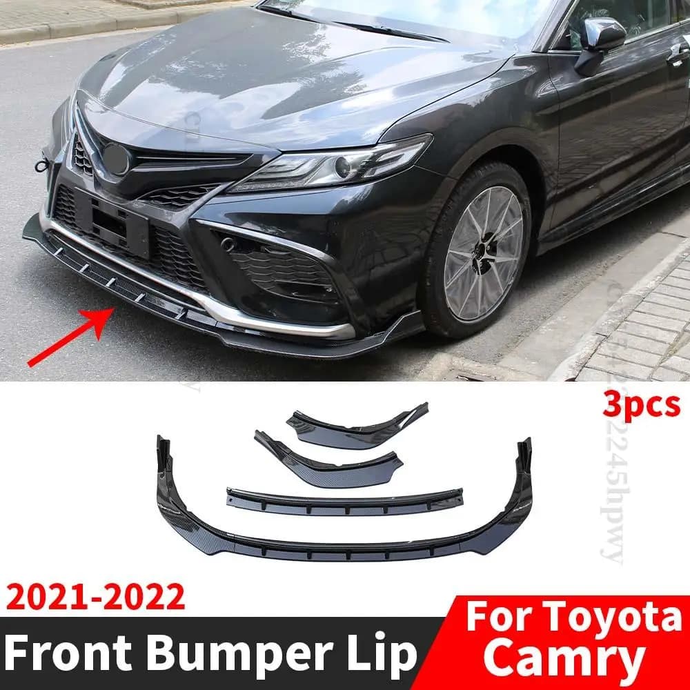 Front Bumper Lip Chin Carbon Fiber Look Body Kit Diffuser Spoiler Deflector Refit Accessories For Toyota Camry 2021 2022 Tuning