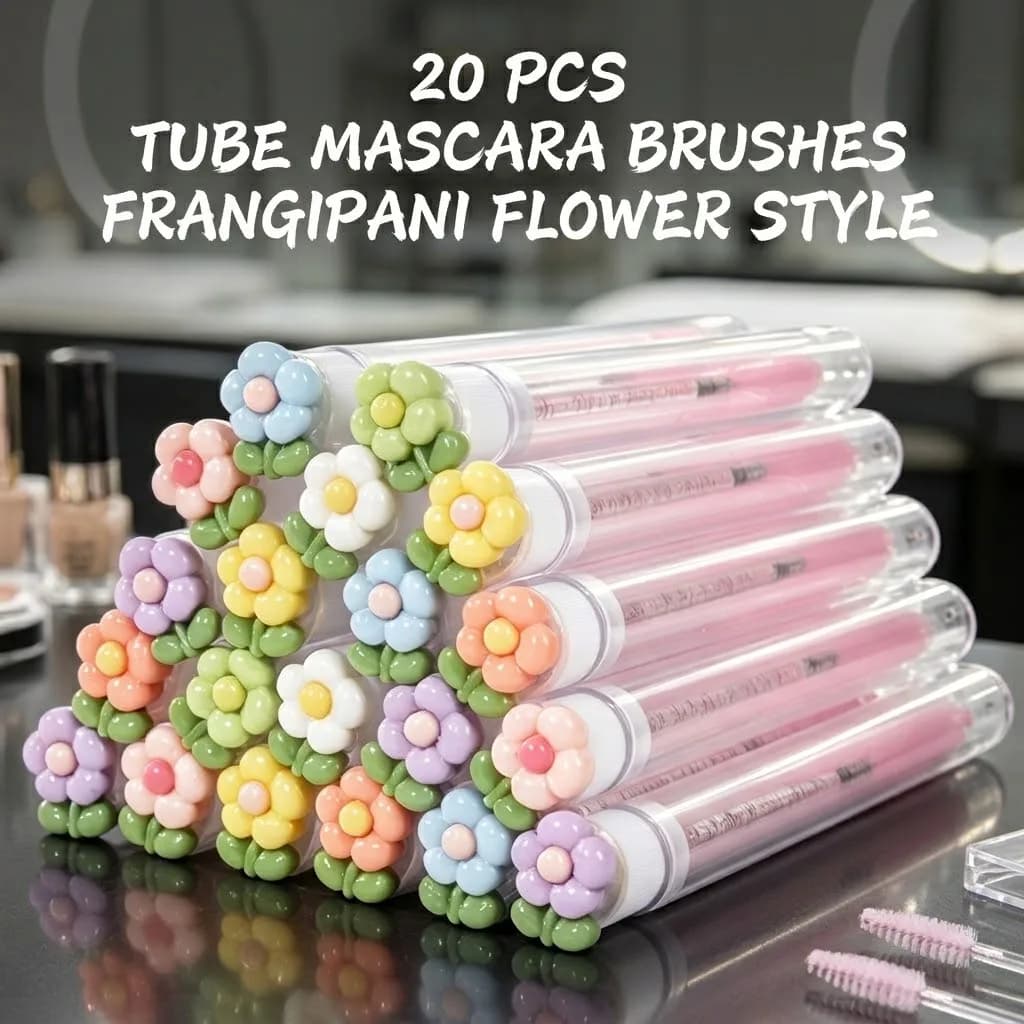 20 Pcs Cute Flower Eyelash Brushes in Clear Tubes, Reusable Dustproof Lash Spoolies & Mascara Wands for Lash Extensions Women