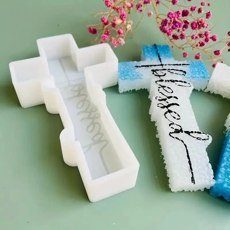 Stampo in Silicone a Forma di Croce per Decorazioni Fai-da-Te, Resina, Candele e Altro