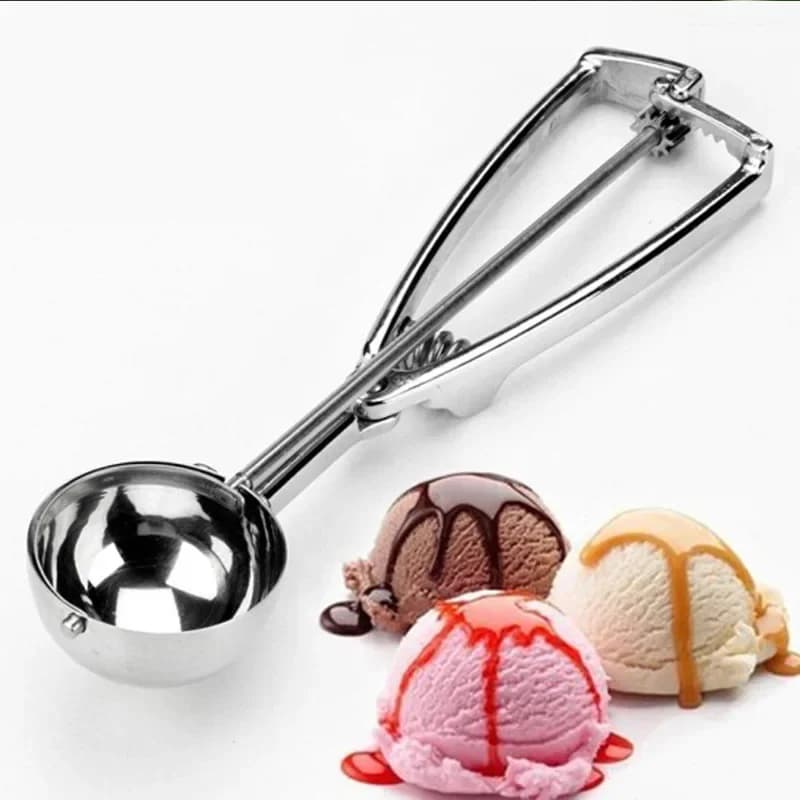 Paletta per gelato in acciaio inossidabile con manico a molla Schiacciapatate Paletta per anguria Accessorio per stampo per gelato da cucina