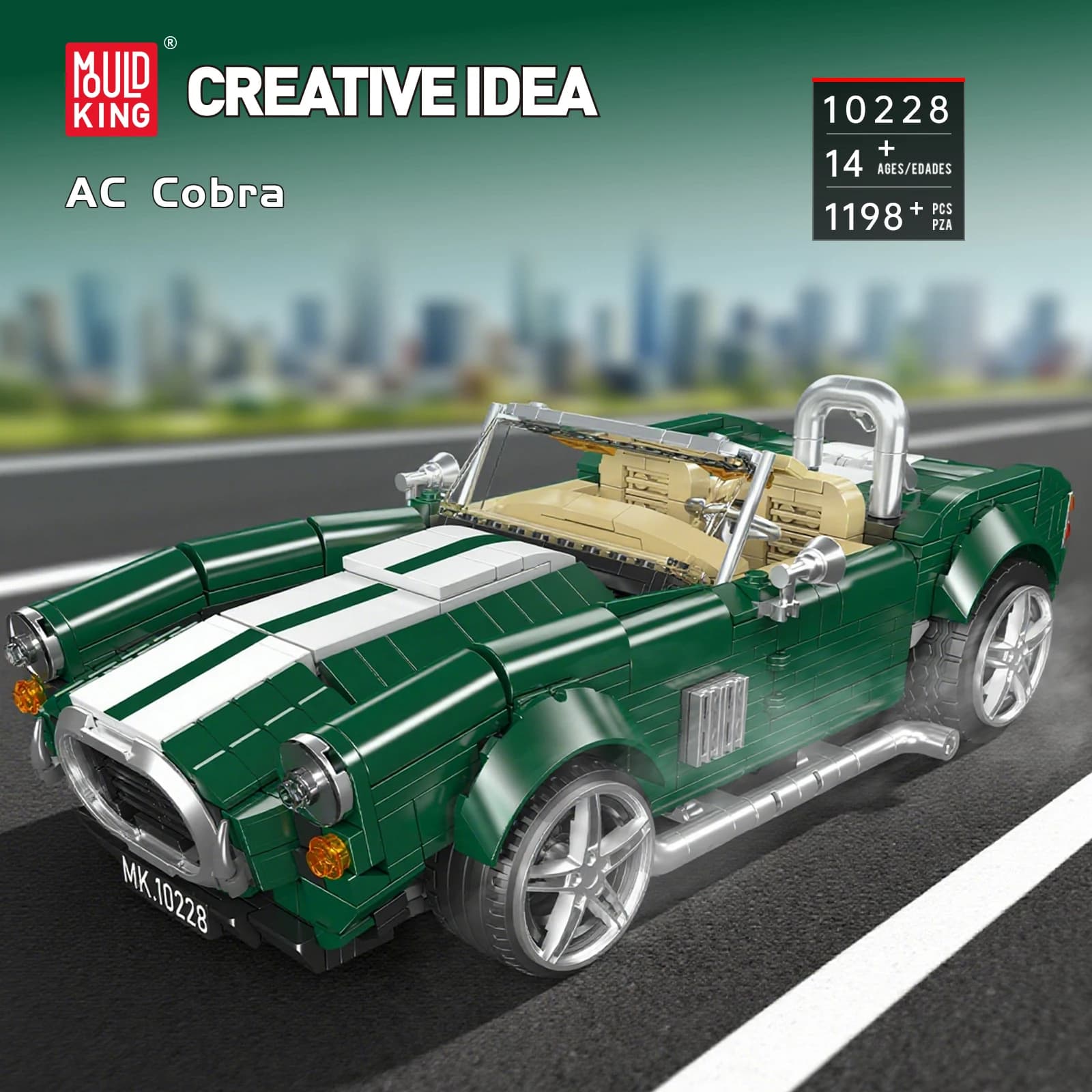 Stampo Re 10228 AC Cobra Building Blocks Classico Convertibile Auto Sportiva Retro Modello di Auto d'epoca Desktop Ornamento Giocattoli Per Bambini Regalo