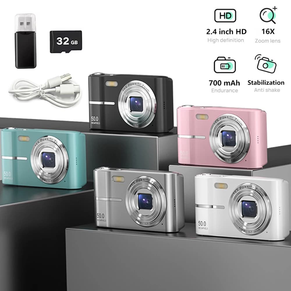 4K Digital Camera 50MP 16X Student Camera Outdoor Anti-Shake Digital Video Camera Flash Video Recorder Small Video Camera