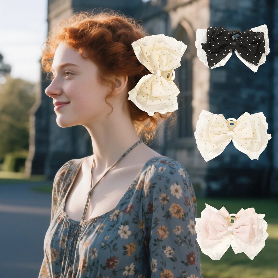 AWAYTR Maglia a pois Arco Artiglio per capelli Clip Garza morbida Clip per capelli Artiglio Clap Forcina Ragazze Donne Accessori per capelli coreani