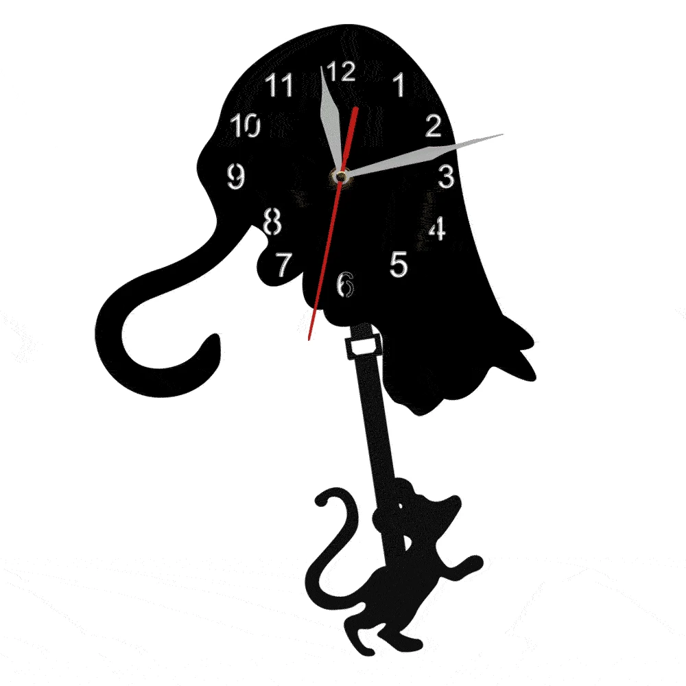 Gatto e topo orologio a pendolo gatto e topo gioco Wall Art orologio da parete Hunter Cat Modern Wall Decor orologio orologio gatto Pet proprietari regalo