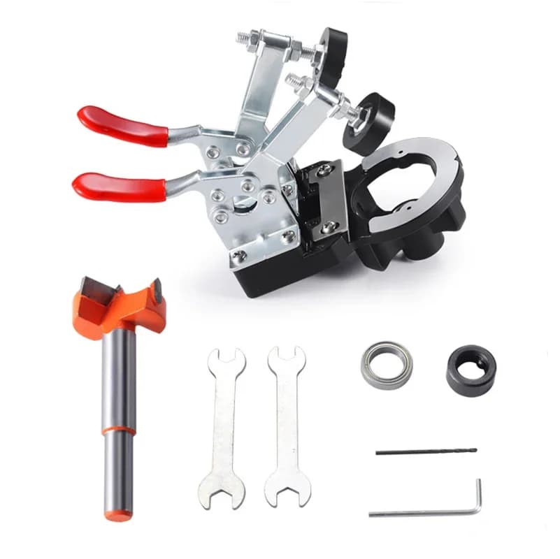Strumenti per aprire fori per la lavorazione del legno Armadi per porte Strumenti per punzonatrici Kit di maschere per cerniere nascoste Localizzatore di guide per foratura con dispositivo