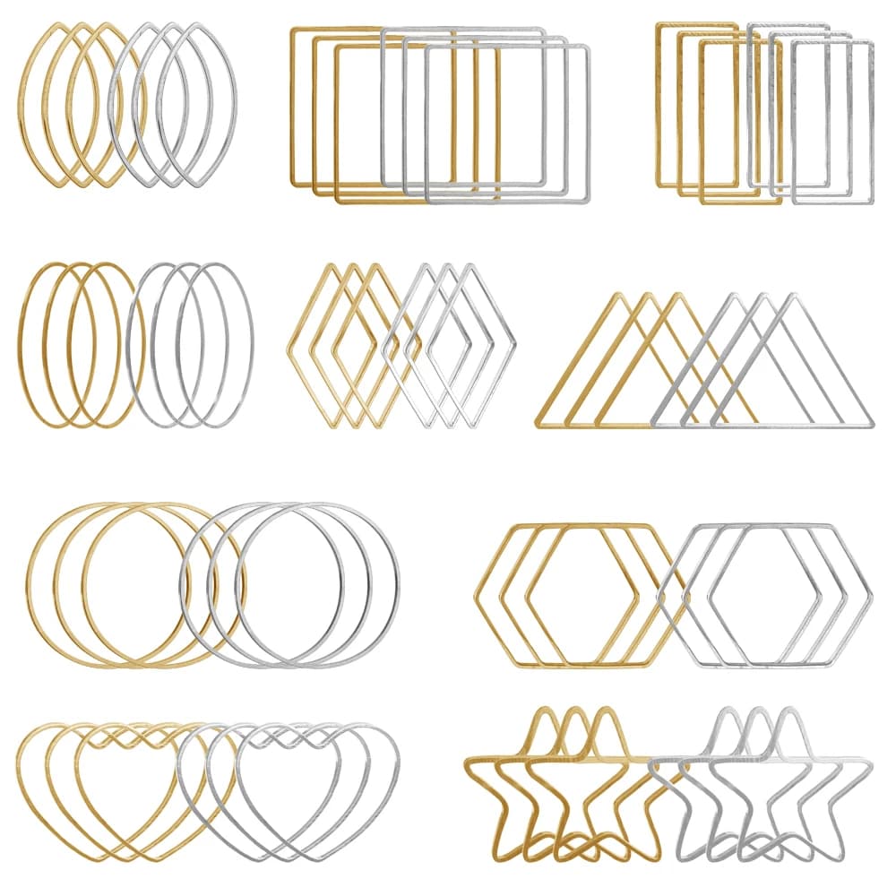 20 pezzi pendenti con castone con cornice cava in oro e argento, connettori geometrici per la creazione di gioielli, fornitori, accessori per orecchini fai da te
