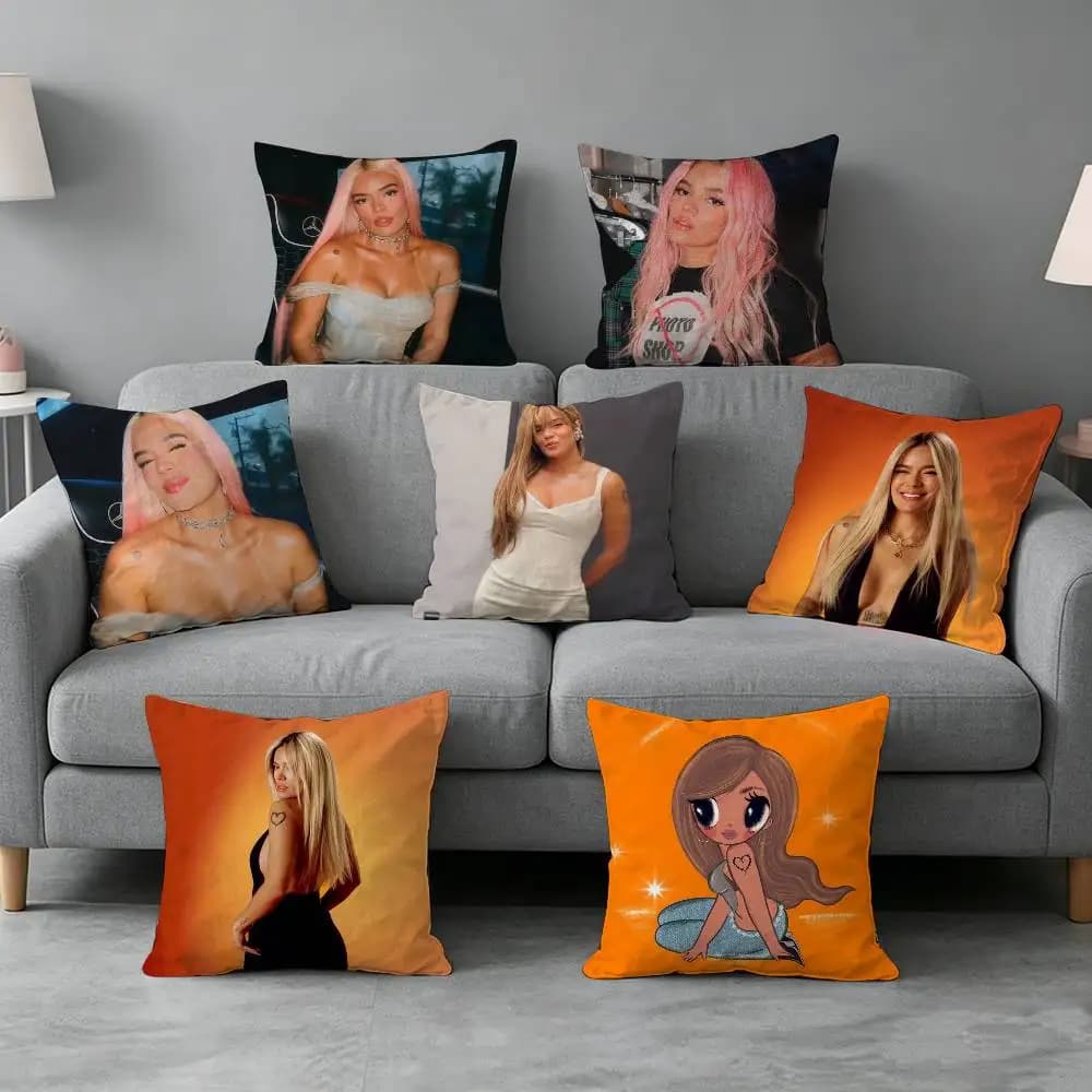 Reggaeton Karol-G Tropicoqueta-a Pillow cover Soft Microfiber Pillowcase Home Sofa Decor Surprise Decorative printed.