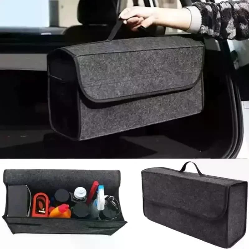 Organizer Morbido per Bagagliaio Auto, Scatola Portaoggetti in Feltro, Accessori Auto, Ampio Scomparto Antiscivolo, Organizer per Bagagliaio, Borsa Portaoggetti per Auto