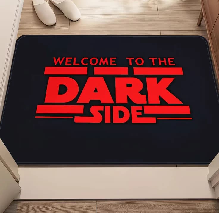 1pc New Welcome Doormat - Machine Washable, Black and Red Text Decor, Black with Red Letters, Indoor Outdoor Entrance Floor Mat