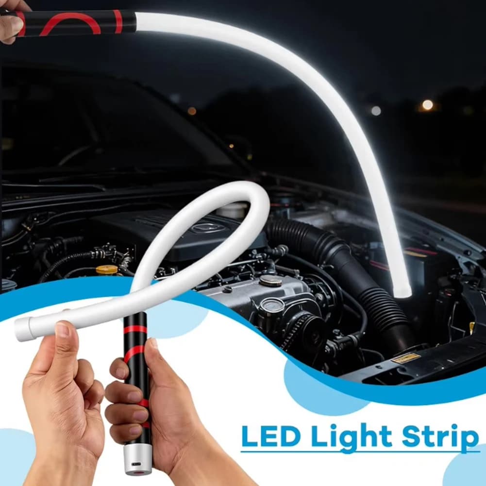 Flexible Silicone LED Strip Light High Lumens LED Flashlight Stick Bendable Work Light Portable Tool For Car Repair USB-C Ch