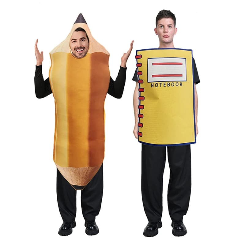 Materiale scolastico unisex per uomo e donna, divertente vestito operato, taccuino e matita per adulti, costume di Halloween per coppie